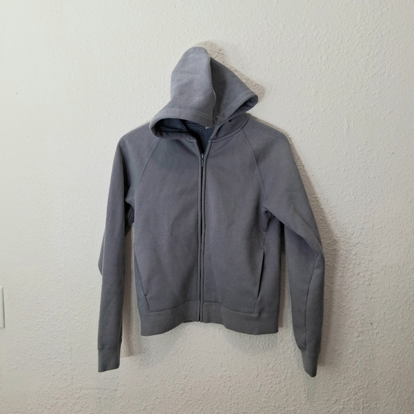 UNI QLO Full Zip Hoodie with Pockets : Small : Gray - Picture 3 of 11